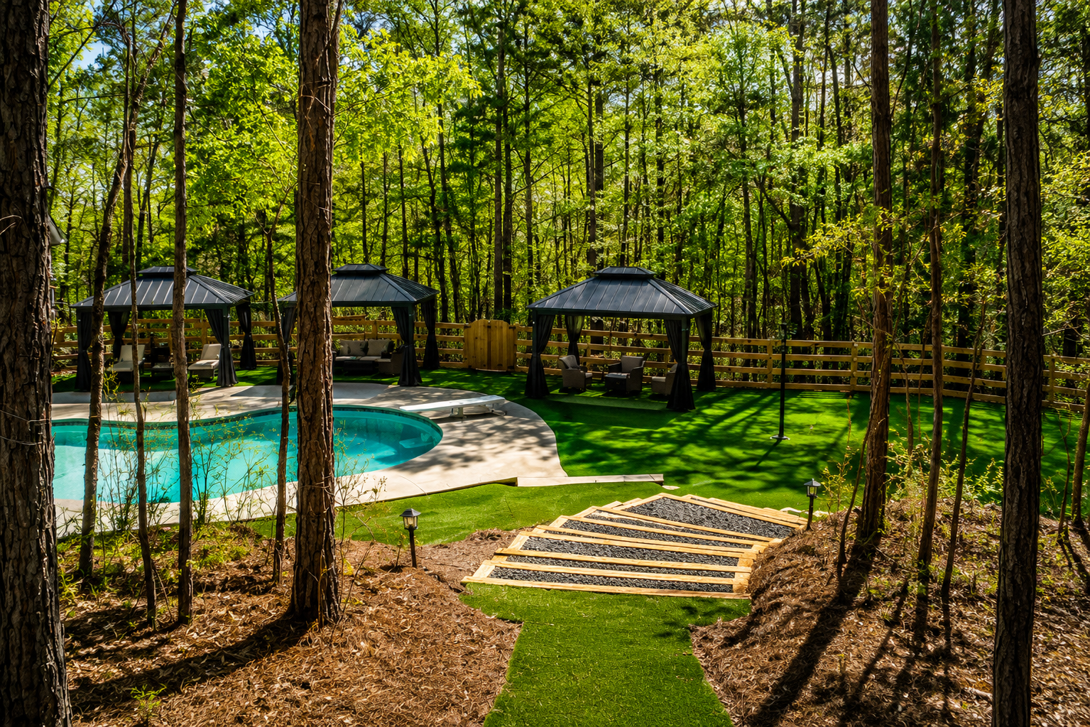 Aerial view of the private estate event property